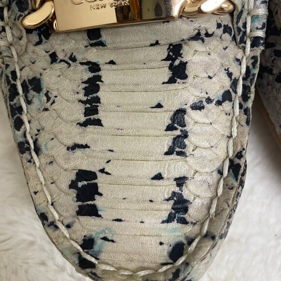 Women's Coach Snakeskin Textured Leather Loafers Olive A01096 Sz 9.5B - Picture 10 of 11